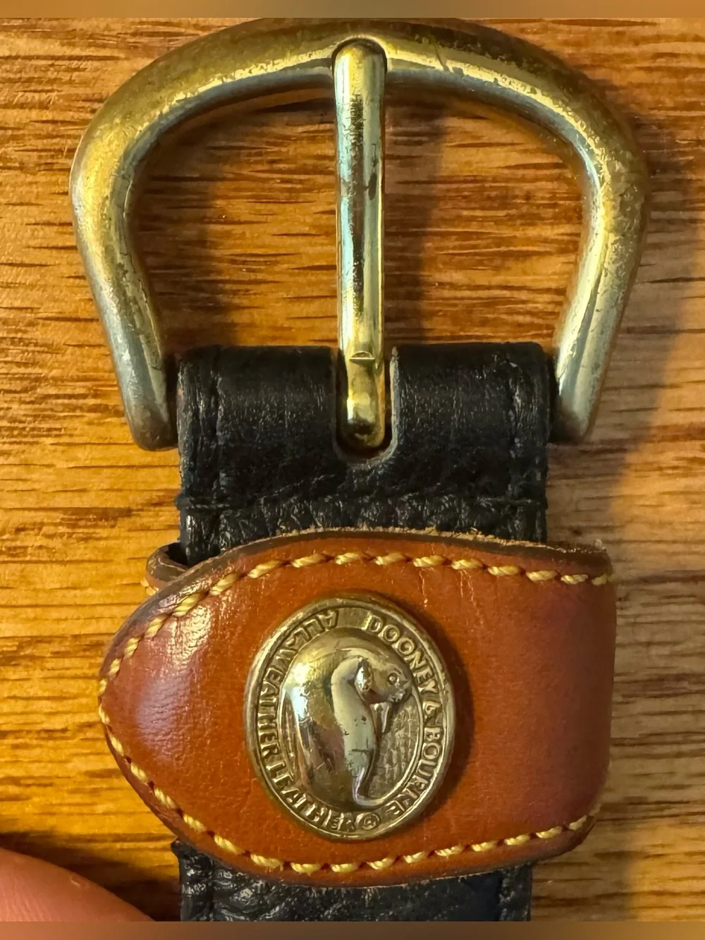 Dooney & Bourke Black Leather Women’s Belt with Brown Accents